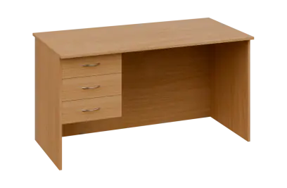 CPL 18 - 14Z13 stůl kancelářský, 3-zásuvkový, levý, dřevěná podnož, deska 18 mm, široký 1400 mm, buk royal